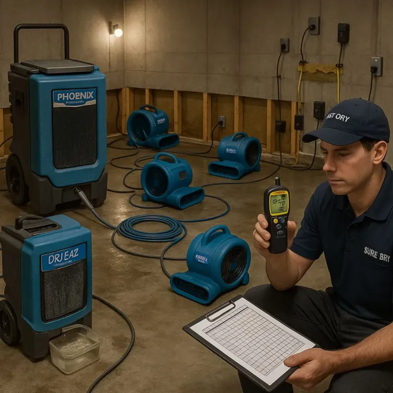 Structural Drying and Dehumidification process in Little Elm, TX